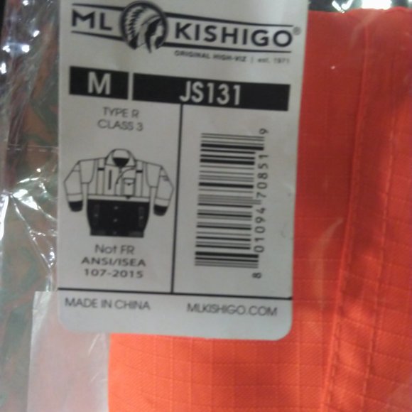 Kishigo JS131 Ripstop Bomber Jacket - Orange - Picture 3 of 5